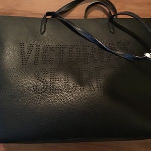 NEW Victoria Secret Black Leather Tote